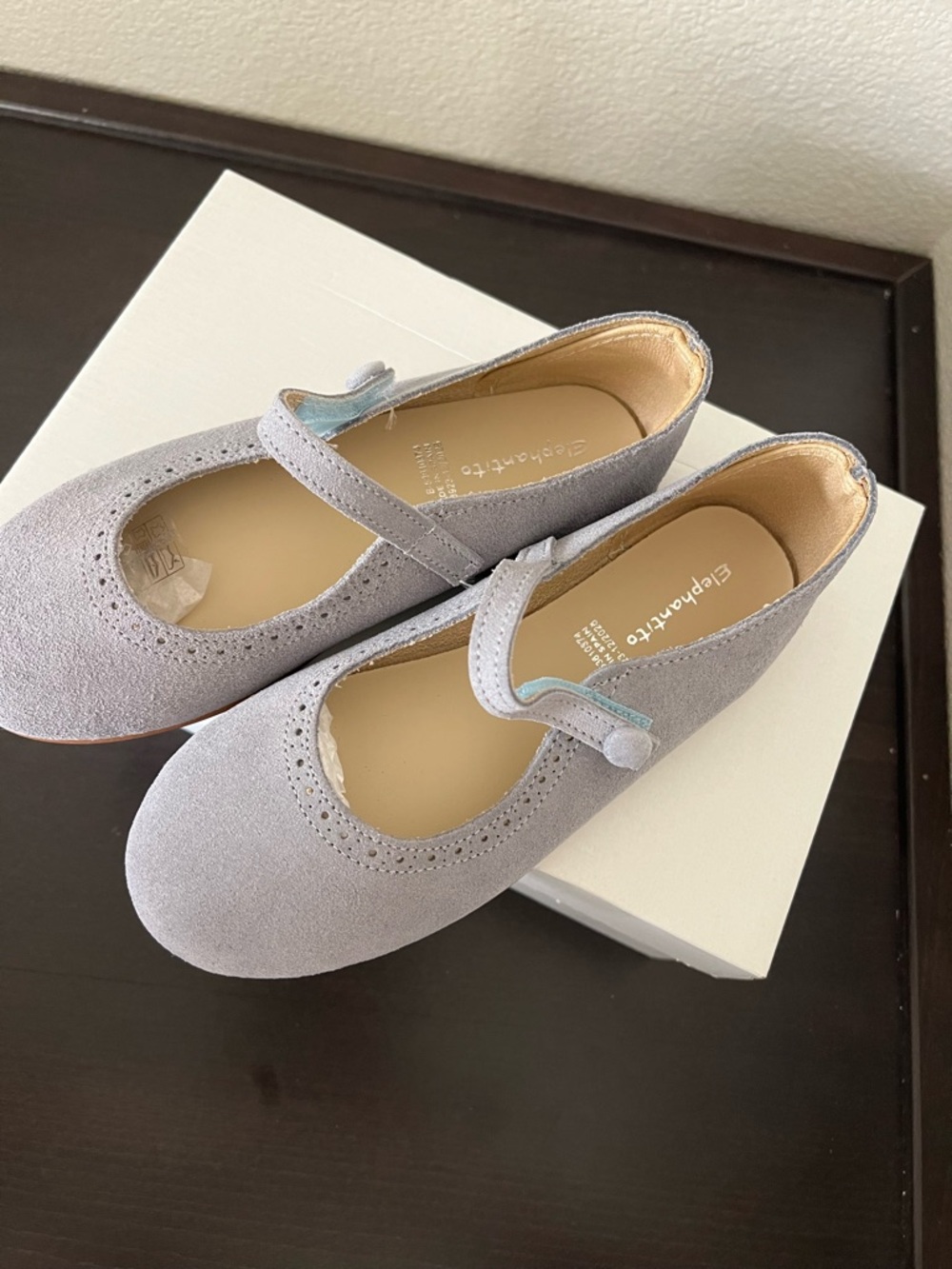 Elephantito Med Blue Classic Mary Janes Leather Suede Size US 2 EU 32